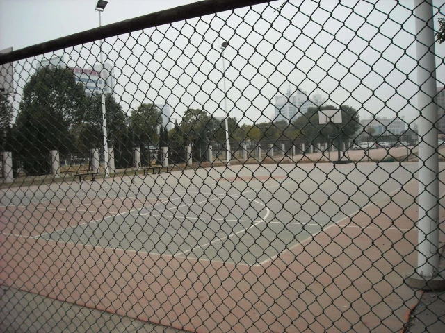 The basketball courts in Ningkang Park, Wuhan.
