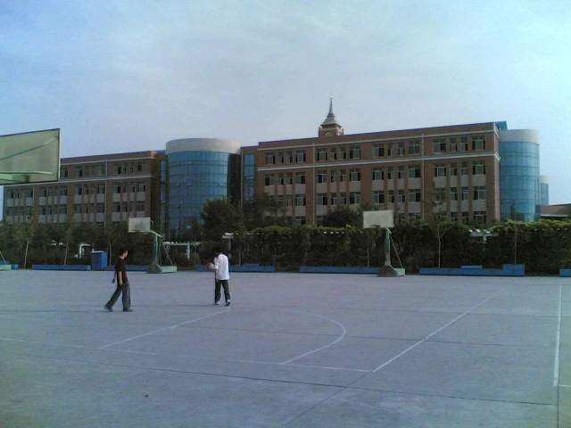 The basketball courts at the Foreign Language School in Baoding, China.