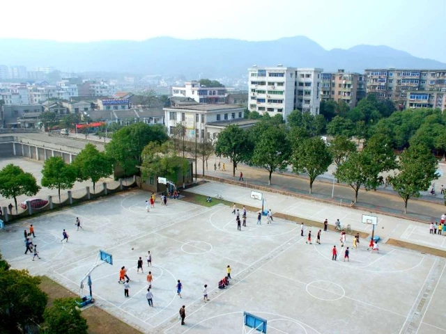 The basketball courts at Central South University, China.