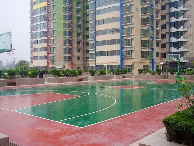 The basketball court at Baqiao Sports Center in Xi'an, China.