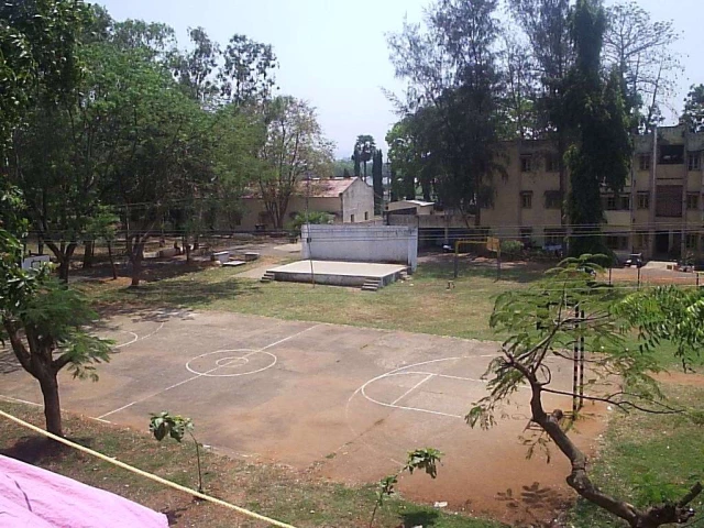 The basketball court in Nirman Park, Visakhapatnam.