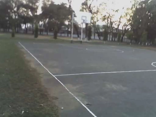 A basketball court in Deoghar, India.