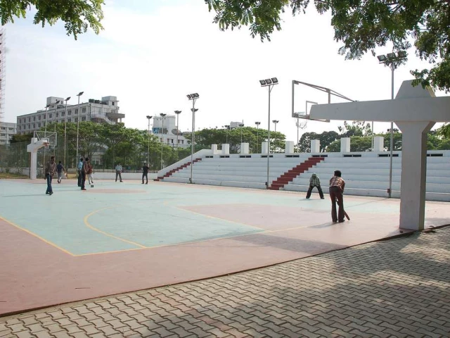 The basketball court at Valliamai Engineering College.