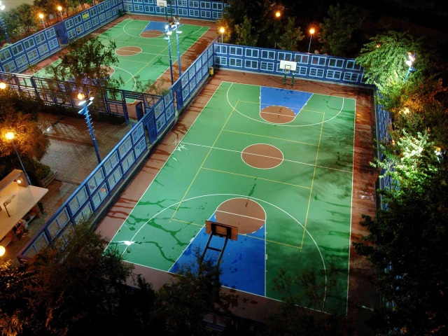 The basketball courts in Ap Lei Chau Park, Hong Kong.