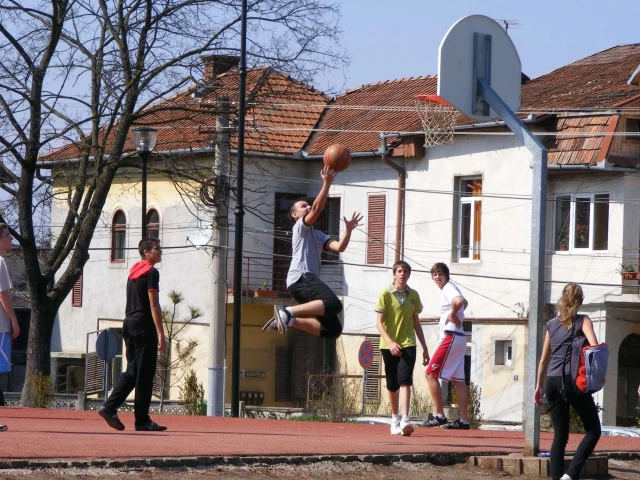 A basketball court in Cluj-Napoca, Romania.