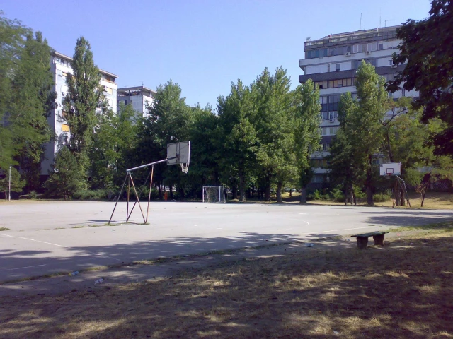 A basketball court in Belgrade, Serbia.