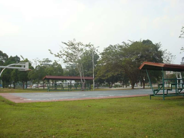 A basketball court in Mandau, Indonesia.