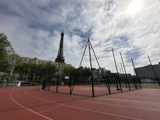 Profile of the basketball court Bir-Hakeim Playground, Paris, France