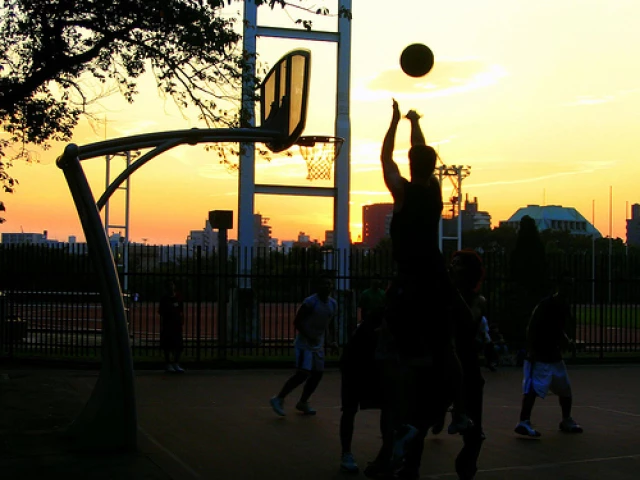 Basketball players in Yoyogi Park, near Meiji Shine and Harajuku
